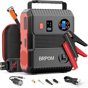 8. BRPOM Car Jump Starter with Air Compressor